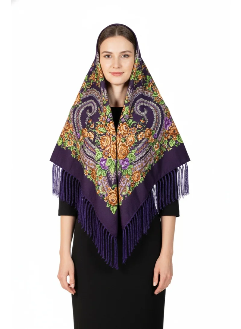 بيداني شال فروست بنفسجي ملكي بنقش بافلوفوف الكلاسيكي